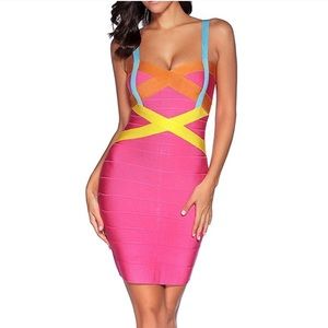 Multi Color Bandage Dress Small